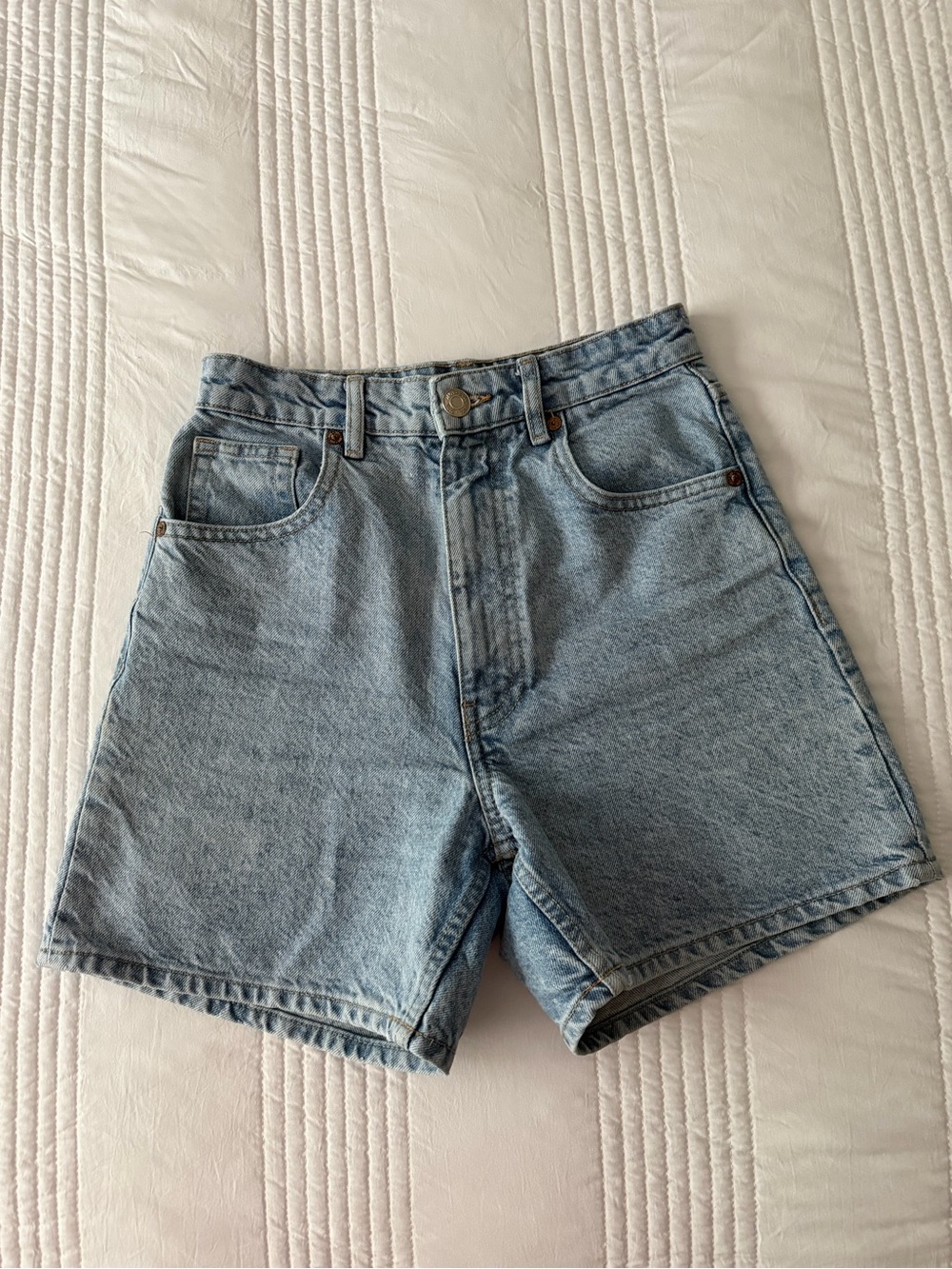 Zara Light Blue Denim Shorts- mom style